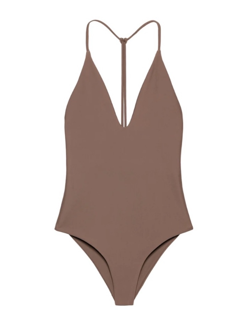 New Jade Swim Micro All In One Piece Swimsuit Size Medium Nude Taupe Nwt